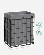 SONGMICS Laundry Hamper, 23.8 Gal. (90L) Laundry Basket, Collapsible Clothes Hamper, Removable and Washable Liner, Metal Wire Frame, for Bedroom Bathroom, Black and Gray ULCB190G01 - color: Black + Gray, size: 90 L