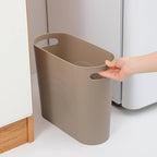 rejomiik Small Trash Can, 3.5 Gallon Slim Garbage Can Plastic Waste Basket with Handles Container Bin for Narrow Spaces Bathroom, Bedroom, Kitchen, Office at Home, Khaki - color: Khaki, size: 1 pack