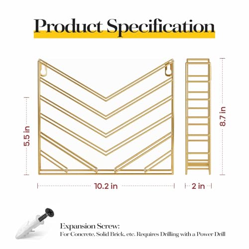 CROISSANT Black Wall Mounted File Organizer,Metal Magazine Basket, Concave Wall Mounted Magazine Rack, Suitable for Hanging File Folders for Office Living Room (Golden, 1 Pack) - color: Golden, size: 1 Pack
