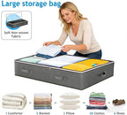4 Pack Under Bed Storage, Closet Organizers and Storage Containers with Clear Window Foldable Underbed Storage Bags for Clothes,Shoes, Blankets Pillows, Linen Sheets, Grey