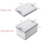 Collapsible Storage Bins with Lids 30L, Folding Plastic Stackable Utility Crates 2-Pack, Durable Containers for Home & Garage Organization - Oyster White - color: White