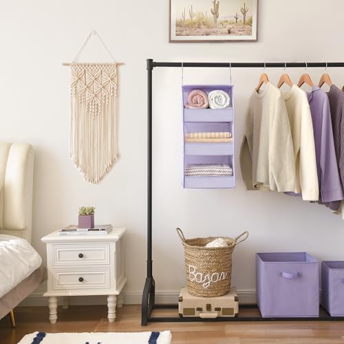GRANNY SAYS 3 Shelf Hanging Closet Organizers and Storage, Collapsible Closet Storage Organizer with 2 Metal Hooks, Leak-Proof Hanging Shelves for Nursery, Kids Room, Bedroom, 1 Pack, Purple - color: 3-shelf Purple, size: 1-Pack