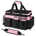 SCAVATA Wearable Cleaning Caddy Bag, Cleaning Caddy Supplies Organizer with Handle & Shoulder Straps for Housekeepers, Under Sink & Car Cleaning Tool Organizers with 4 Foldable Divider (SweetPink) - color: SweetPink