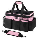 SCAVATA Wearable Cleaning Caddy Bag, Cleaning Caddy Supplies Organizer with Handle & Shoulder Straps for Housekeepers, Under Sink & Car Cleaning Tool Organizers with 4 Foldable Divider (SweetPink) - color: SweetPink