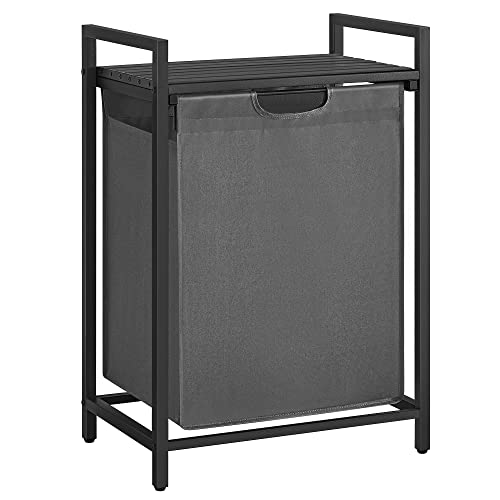 VASAGLE Laundry Hamper, Laundry Basket, Laundry Sorter with A Pull-Out and Removable Bag, Shelf, Metal Frame, 17.2 Gallons (65 L), 19.7 x 13 x 28.4 Inches, Gray and Black UBLH101G01 - color: Slate Gray + Charcoal Gray, size: 1 Bags - 65 L