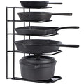 Toplife Heavy Duty Pan Organizer, 5 Tier Pot and Pan Organizer Rack for Cast Iron Skillets, Griddles and Pots - Sturdy Steel Construction- No Assembly Required - Black