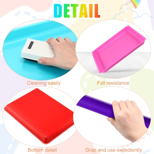 Maitys 15 Pcs Flat Plastic Trays 16.1 x 11.8'' Sensory Storage Paper Tray Stackable Classroom Bins for Office Home Organizer Crafts Supplies (Vivid Color) - color: Vivid Color