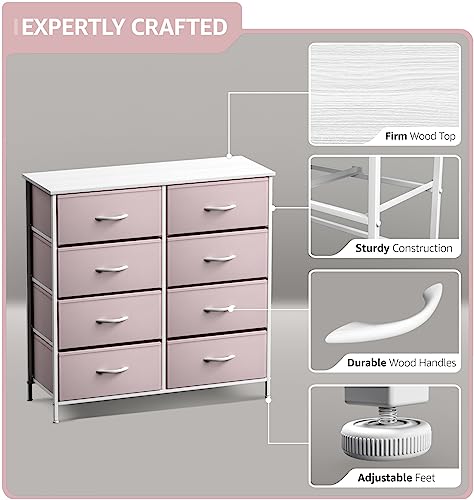 Sorbus Kids Dresser with 8 Drawers - Storage Unit Organizer Chest for Clothes - Bedroom, Kids Room, Nursery, & Closet (Pink, 31.5 x 12 x 32-8 Drawer) - color: Pink, size: 8 Drawer