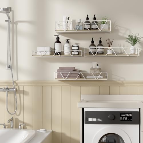 Amaoot Floating Shelves Set of 3, Home Wood Wall Shelf, Farmhouse Shelf for Bedroom, Wall Mounted Floating Shelf for Living Room, Bedroom, Bathroom, Kitchen, Office (Gray-4pcs) - color: Gray-4pcs