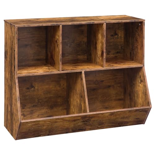 HOOBRO Kids Bookshelf, Bookcase Footboard, Toy Storage Cubby, 35.4" L Children's Toy Shelf, Toy Storage Cabinet, Fit for Children's Room, Playroom, Hallway, Kindergarten, Rustic Brown BF32CW01 - color: Rustic Brown, size: 35.4"L x 11.8"W x 29.5"H