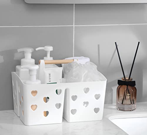 Anyoifax Portable Shower Caddy Plastic Basket Organizer Divided Bathroom Storage Tote With Handle for College, Dorm Room, Kitchen, White - color: White