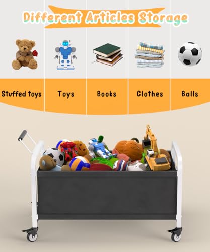 80L Large Kids Toy Box with Wheels, Toy Chest Storage Organizer for Toddlers, Boys, Girls, Toy Storage Bin for Stuffed Animals, PlayRoom, Bedroom, Nursery, Living Room, White
