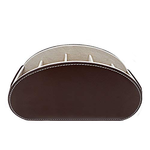 Remote Control Holder Organizer Table Desk Leather Control Storage TV Remote Control Organizer with 5 Spacious Compartments (Dark Brown with Beige Lining) - color: Dark Brown with Beige Lining