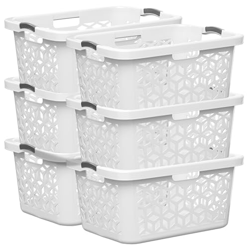 EconoHome Laundry Basket - Large 2 Bushel Laundry Basket with Handles - Stackable Plastic Hamper for Dirty Clothes - Storage Bin & Organizer for Bathroom, Bedroom - White, 70.5L Capacity – Heavy Duty