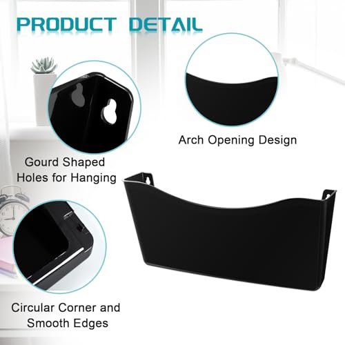 Colarr 6 Pack Expandable Pocket Wall File Holder Plastic Hanging Wall Organizer Space Saving Wallmount File Holder for Office Mail Letter Magazine(Black) - color: Black