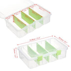 BTSKY Clear Plastic Dividing Storage Box with 4 Compartments Adjustable Storage Bin with Lid Plastic Craft Storage Container Multipurpose Sewing Box Art Supply Organizer, 13.3x8.1x3.4 Inches, Green - size: 13.3x8.1x3.4 Inches-Green