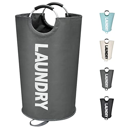 Maxsilan 125L X-Large Laundry Basket, Freestanding Tall Clothes Hamper, Collapsible Laundry Bag, Dark Grey - color: Dark Grey, size: 125L