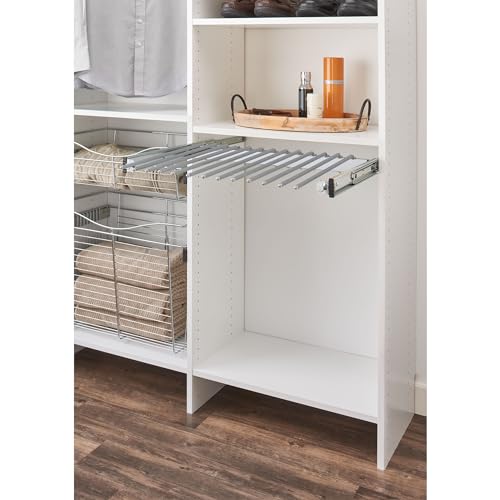 Rev-A-Shelf 24" Pull Out Wire Frame for 9 Pairs of Trouser Pant Rack for Space Saving Home Closet Storage Organization, Chrome, PSC-2414CR - size: 13 Pair