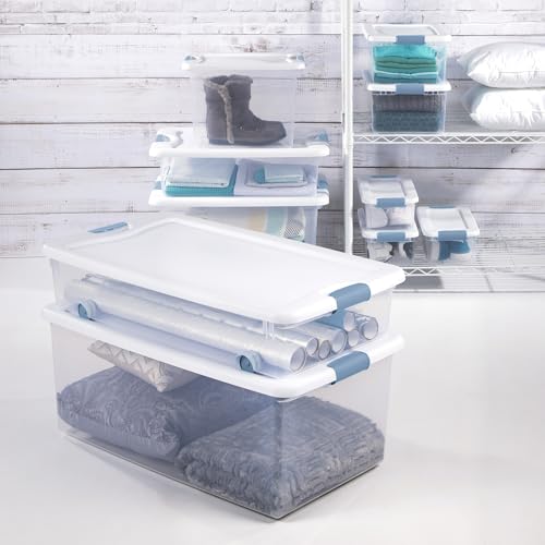 Sterilite 6-Pack Latching Box, Under Bed Storage Bins with Lids, Clear Plastic, 64 Quart - Heavy-Duty Organizing Containers for Closet, Bathroom, and Office - size: 64 Quart, style: 6 Pack