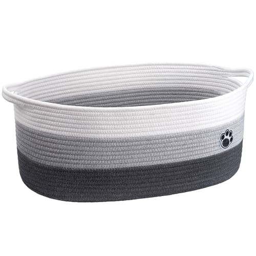 Large Dog Toy Basket, 19.7" X 11" X 7.9" Woven Baskets for Dog Cat Storage, Toy Basket with Handles for Nursery, Living Room, Gift Baskets Empty for Baby Shower, Mixed-Gray - color: Grey, size: 19.7"L x 11"W x 7.9"H