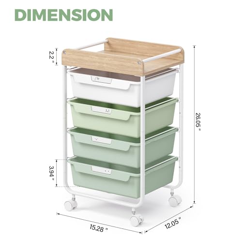APEXCHASER Utility Cart with 4 Drawers,Rolling Storage Cart for Crafters Artists Kids Teacher Student Storage Arts Crafts & Sewing Study Supplies in Craft Room Dorm Classroom Kids Room-Green - color: Green, size: 4-Drawers