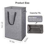 Odonata 75L Slim Laundry Hamper with Lid,Large Foldable Laundry Basket with Removable Bag and Handles Tall Collapsible Dirty Clothes Basket Great for Bedroom, Bathroom, Dorm, College,RV. (Grey, 75L) - color: Grey