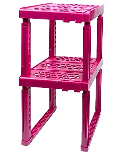 Locker Organizer Shelf， Adjustable Width and Height, Ideal Locker for School, Office, and Gym Lockers (Magenta 2 Pack) - color: Magenta 2 Pack