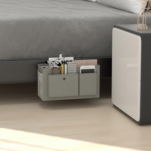 Edudif Bedside Caddy Bedside Organizer with Fixed Straps & Water Bottle Holder, Bunk Bed Caddy ideal for Home, Dorm, Hospital, Crib, Versatile Bedside Storage Solution (Grey) - color: Grey