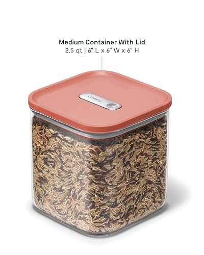Caraway 2.5qt Glass Airtight Food Storage Container with Lid – Non-Toxic, BPA-Free Kitchen Storage Container – Stackable, Space-Saving Airtight Container for Dry Goods and More - Perracotta - color: Perracotta, size: 2.5qt Container