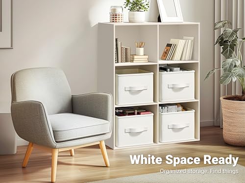 LayerSpace 3 Pack Fabric Storage Bins for Shelves | 11.5x8.75x6.5in Storage Baskets | Fabric Closet Organizers and Storage Bins with Handles Home Organization| Linen Clothes Bins | White & Ivory - color: White & Ivory, size: 3pcs-11.5"x8.75"x6.5"