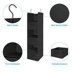 MAX Houser 6 Tier Shelf Hanging Closet Organizer, Closet Hanging Shelf with 2 Sturdy Hooks for Storage, Foldable (Black-D3) - color: Black-d3