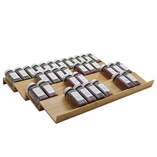 Bamboo Spice Rack Drawer Organizer - 8 Pieces Set- 11" Wide Per Piece - Combine Pieces Into 22" Wide Rack (11" or 22") - size: 22"