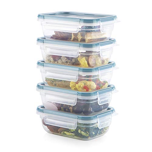 Snapware Plastic Total Solutions (5-Pack, 3 Cup) Food Storage Containers Set, Airtight & Leakproof Plastic Locking BPA-Free Lids Tupperware, Freezer Dishwasher Microwave Safe - size: 5 Pack, style: 3 Cup