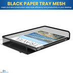 1InTheOffice Side Load Letter Tray Stackable, Black Mesh Tray Legal Size, "2 Pack"