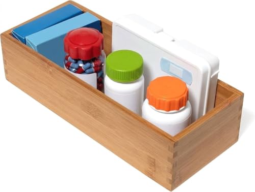 Lipper International Bamboo Utensil Holder Storage Box for Cooking Tools, Makeup, or Office Supplies, 5" x 12" x 3" - size: 5" x 12" x 3"
