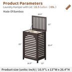 FILWH Laundry Hamper with Lid (16.9 * 13 * 26.5inches) Large Bamboo Laundry Bin Basket 85L Clothes Hamper with 1 Removable Bag Storage baskets for Bathroom(Brown) - color: Brown