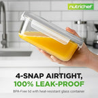 NutriChef 10 Piece Glass Food Storage Containers with Lids – 30 oz Meal Prep Containers Reusable – Airtight Glass Lunch Containers for Food Storage – Freezer to Oven Safe - Gray - color: Gray