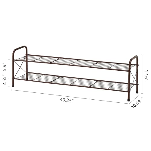 Hoctieon 2 Tier Shoe Rack for Closet, Shoe Rack FreeStanding, Entryway Shoe Shelf, Shoe Storage Organizer, Durable Mesh Style Shoe Rack, Space Save for Garage, Bedroom, Living Room, Wardrobe, Brown - color: Brown, size: 2 Tier