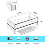 Acrylic Monitor Stand, 2 Tier Riser with Storage Shelf, Clear, 16/20 Inch, Home Office Desk Organizer (16in) - size: 16in