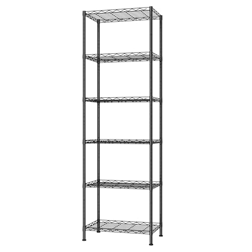HOMEFORT 6-Shelving Unit, Adjustable Wire Shelving, Metal Wire Shelf Rack Organizer for Kitchen, Pantry, Closet, Bathroom, Laundry, Black,21" W x 11" D x 69" H - color: Black, size: 21"W x 11"D x 69"H