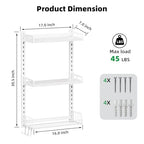 Kalrin 3 Tier Bathroom Shelves Over Toilet - Wall Mounted Floating Shelves with Drain Basket, Toilet Paper Storage, Height Adjustable Over The Toilet Storage, Pure White - color: Pure White