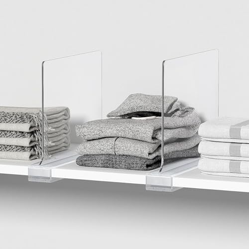 10 PCS Shelf Dividers for Closet Organization Acrylic Clear Closet Shelf Divider for Wooden Shelving Suitable for Wooden or Vertical Shelves Or Bedroom, Kitchen and Office - size: 10 pcs
