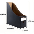 Foldable Desk File Holder Organizer Sturdy Cardboard Magazine Storage Box Document Rack with Blank Label Stickers for Home School Office (5, Matte Black) - color: Matte Black