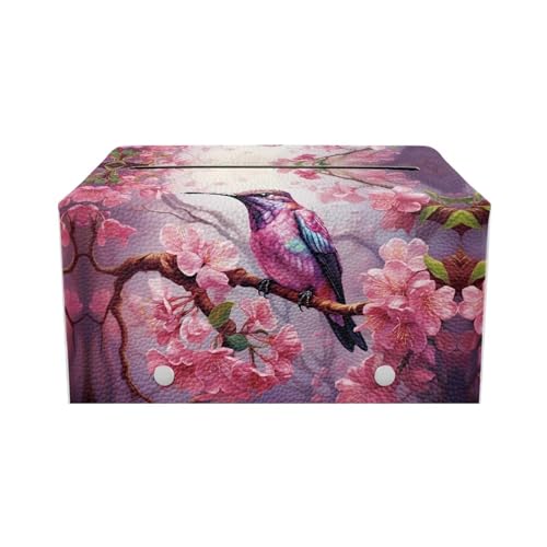 Hummingbird Tissue Box Cover Rectangle Waterproof Tissue Cover Pu Leather Tissue Box Cover Durable Holder Decorative Organizer for Bathroom Vanity Countertop - color: Hummingbird 1