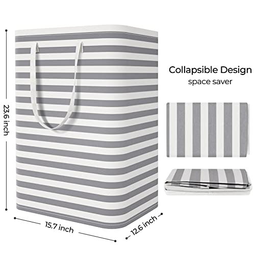StorageRight Laundry Basket Hamper Large Collapsible Laundry Hamper with Easy Carry Handles，Freestanding Clothes Hampers for Laundry, Bedroom, Dorm, Clothes, Towels, 75L, Grey - color: Grey, size: 75L