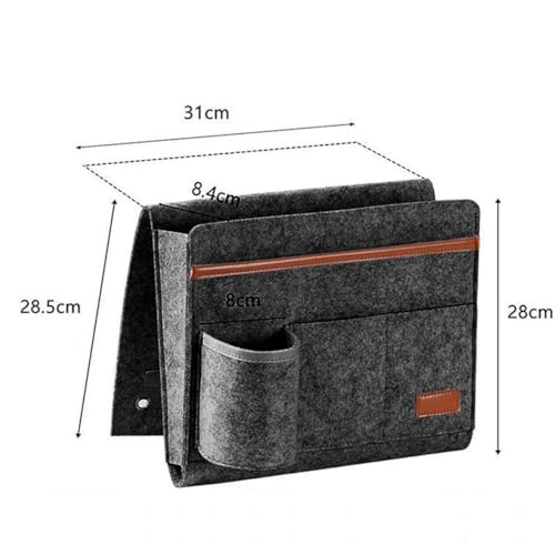 Bringsine Bedside Caddy, Felt Bed Storage Organizer Hanging Bag Holder with 5 Pockets for Magazine Book Phone Tablet iPad Cables Remote & Water Bottle Holder Home Dorm Bed Sofa-Deep Gray - color: Dark Gray, size: 4 Pockets + Bottle Holder