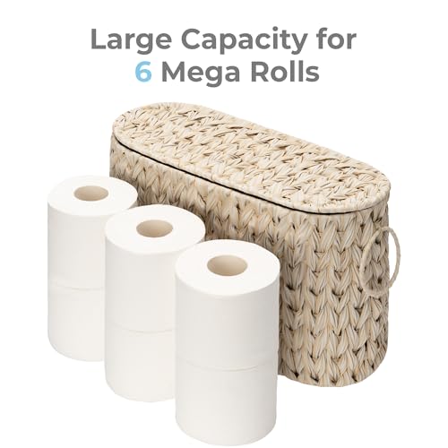 GRANNY SAYS Toilet Paper Storage Basket with Lid, Freestanding Toilet Paper Holder, Bathroom Organizers and Storage, Wicker Basket for Bathroom Storage, Butter Milk - color: Butter Milk, size: 15¾"L x 6½" Wx 10¼"H (with Lid)
