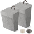 Wall Hanging Laundry Basket, Collapsible Laundry Hamper with Handle & Laundry Balls,Space-Saving Foldable Storage Dirty Washer Organizer Bin Multi-function Container Durable, Set of 2 (Grey) - color: Grey