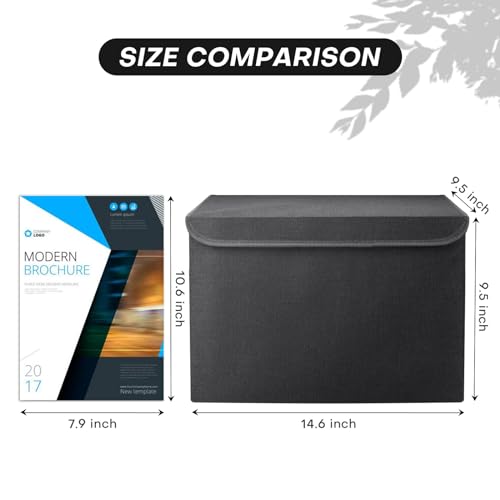 Bagnizer Large 22 Quart Linen Fabric Foldable Storage Bin Cube Organizer Basket with Flip-Top Lid & Handles, Clothes Blanket Box for Home, Office, Closet, Black, 4 Pack 14.6 x 9.5 x 9.5” - color: Black, size: Medium - 4 Pack