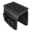 Couch Remote Caddy Control Holder Sofa Organizer with Detachable Wooden Snack Tray for Recliner Mattresses Chair Armrests with 4 Slots - 1 Large Pockets and 3 Small Pockets (Black) - color: Black
